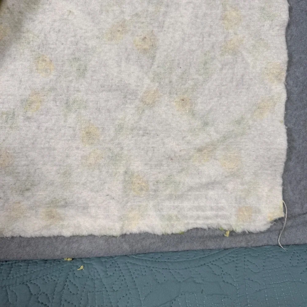 Vintage 70s Yellow Rosebud Trellis Thermal Blanket Satin Trim Floral Cottagecore